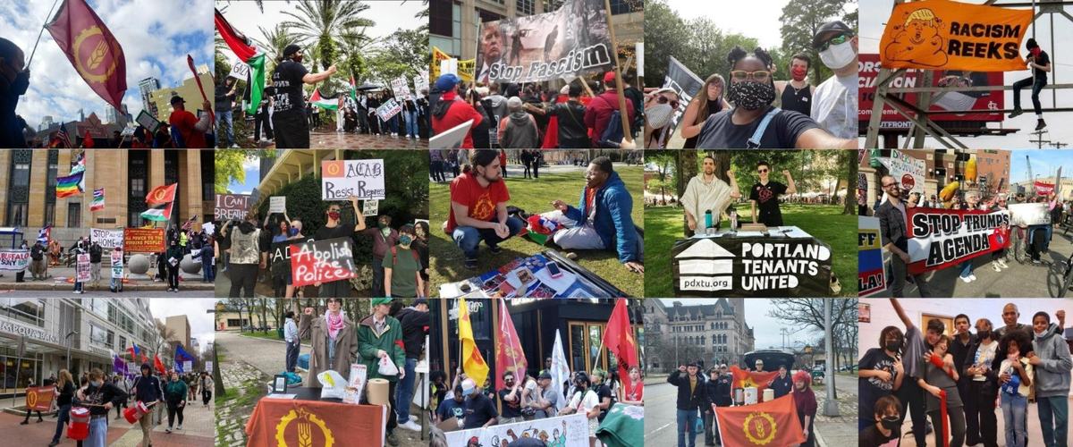 American Party of Labor members and supporters at demonstrations, organizing activities, and public events
